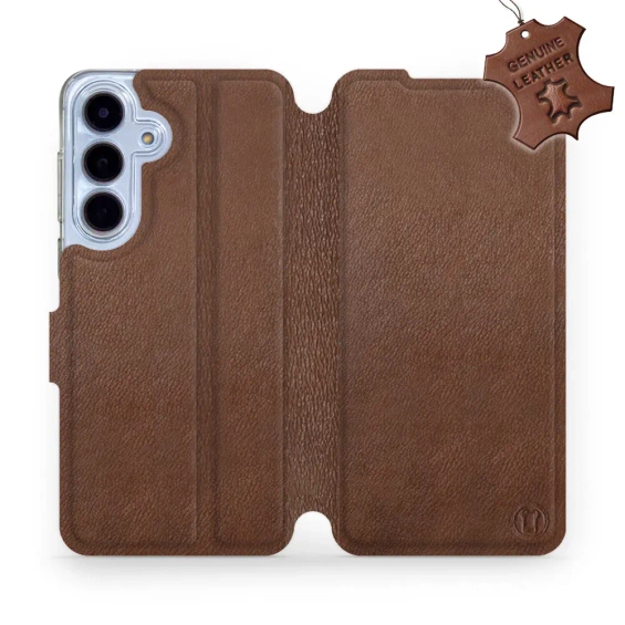Etui ze skóry naturalnej do Samsung Galaxy S25 FE 5G - wzór Brown Leather