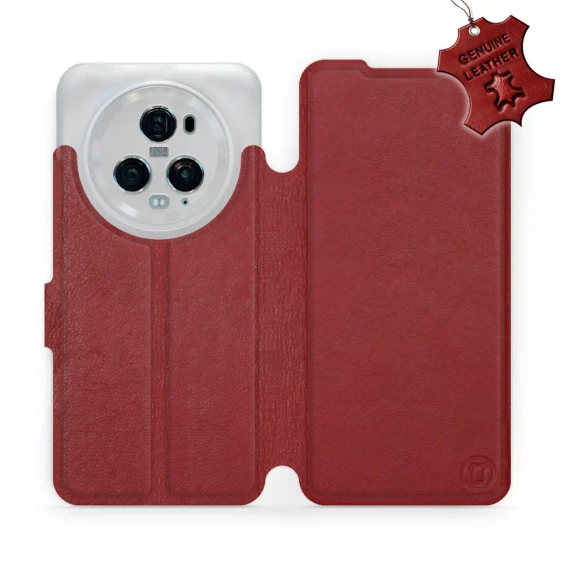 Phone Case Huawei Honor Magic5 Pro 5G - Design Dark Red Leather