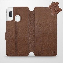 Etui ze skóry naturalnej do Samsung Galaxy A20e - wzór Brown Leather