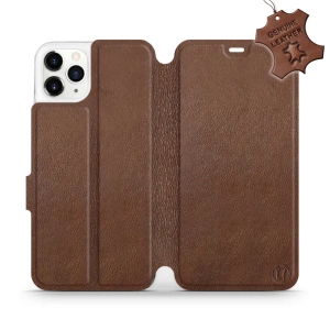 Etui ze skóry naturalnej do Apple iPhone 11 Pro Max - wzór Brown Leather