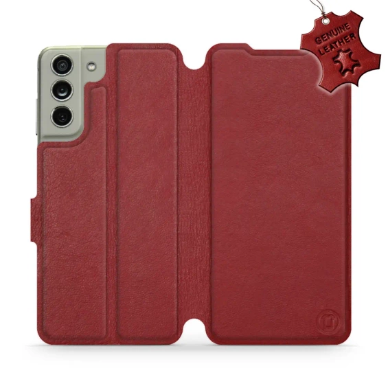Phone Case Samsung Galaxy S21 FE - Design Dark Red Leather