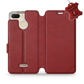 Phone Case Xiaomi Redmi 6 - Design Dark Red Leather