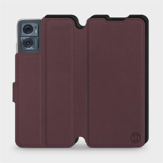 Hülle für Motorola Moto E22i - Farbe Burgund mit Schwarz