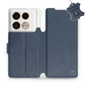 Etui ze skóry naturalnej do Infinix Note 40 Pro - wzór Blue Leather