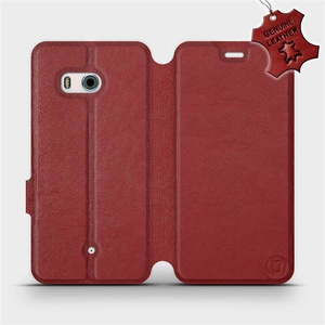 Phone Case HTC U11 - Design Dark Red Leather
