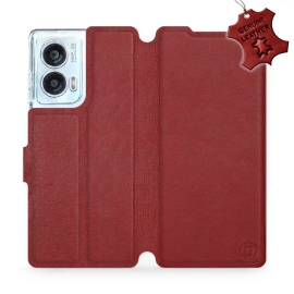 Phone Case Motorola Edge 50 Fusion - Design Dark Red Leather