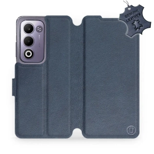 Etui ze skóry naturalnej do OPPO A5m - wzór Blue Leather