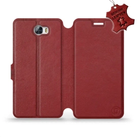 Phone Case Huawei Y6 II Compact - Design Dark Red Leather