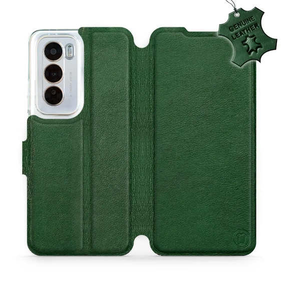 Etui ze skóry naturalnej do OPPO Reno 12 5G - wzór Green Leather