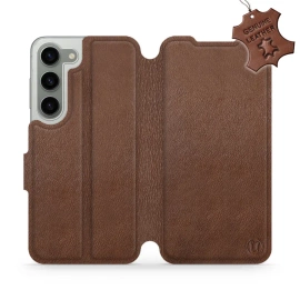 Etui ze skóry naturalnej do Samsung Galaxy S23 - wzór Brown Leather