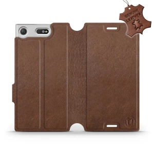 Etui ze skóry naturalnej do Sony Xperia XZ1 Compact - wzór Brown Leather