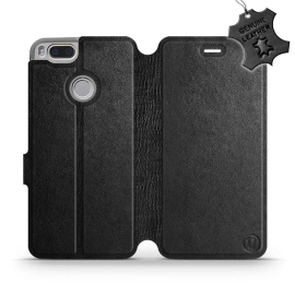 Etui ze skóry naturalnej do Xiaomi Mi A1 - wzór Black Leather