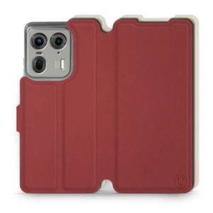 Hülle für Motorola Edge 50 Ultra - Farbe Dunkelrot mit Platin