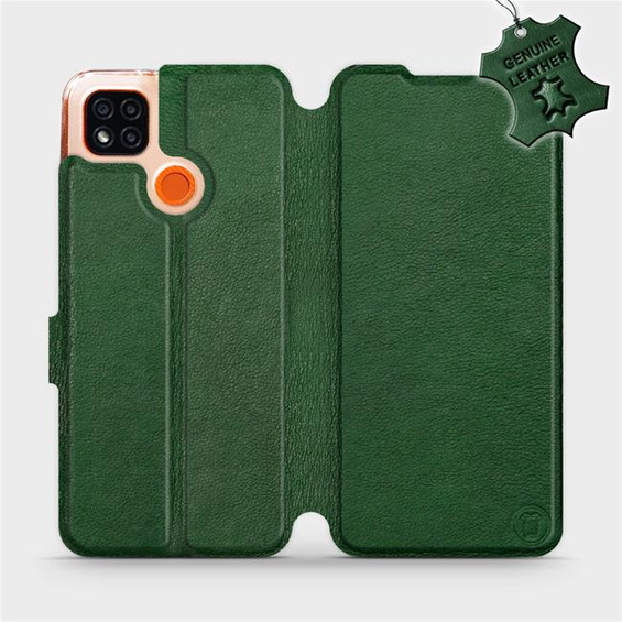 Etui ze skóry naturalnej do Xiaomi Redmi 9C - wzór Green Leather