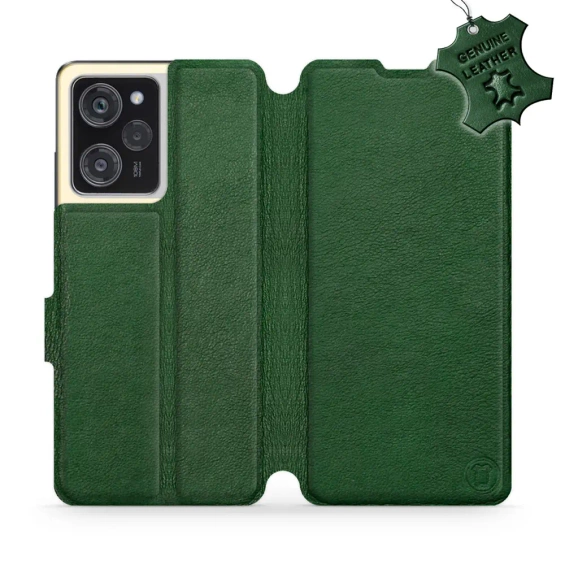 Etui ze skóry naturalnej do Xiaomi POCO X5 Pro 5G - wzór Green Leather