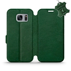 Etui ze skóry naturalnej do Samsung Galaxy S7 Edge - wzór Green Leather
