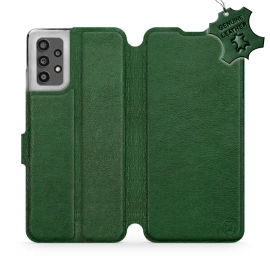 Etui ze skóry naturalnej do Samsung Galaxy A32 4g - wzór Green Leather
