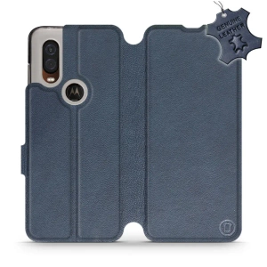 Phone Case Motorola One Vision - Design Blue Leather