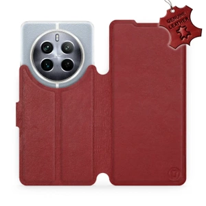 Etui ze skóry naturalnej do Realme 12 Pro Plus 5G - wzór Dark Red Leather
