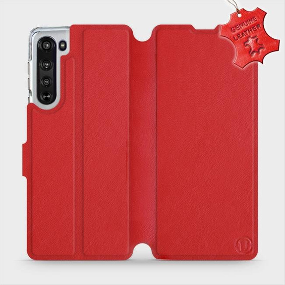 Phone Case Motorola Edge - Design Red Leather