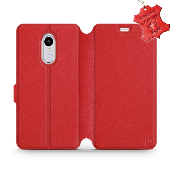 Etui ze skóry naturalnej do Xiaomi Redmi Note 4 - wzór Red Leather