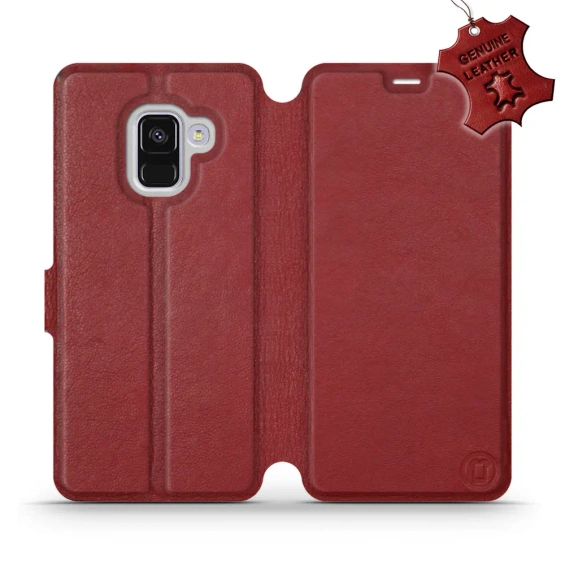 Phone Case Samsung Galaxy A8 2018 - Design Dark Red Leather