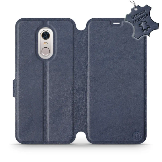 Etui ze skóry naturalnej do Xiaomi Redmi 5 Plus - wzór Blue Leather