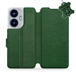Etui ze skóry naturalnej do Realme C55 - wzór Green Leather