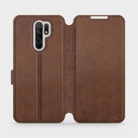 Etui ze skóry naturalnej do Xiaomi Redmi 9 - wzór Brown Leather