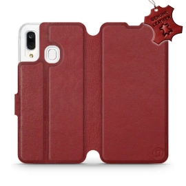 Phone Case Samsung Galaxy A40 - Design Dark Red Leather