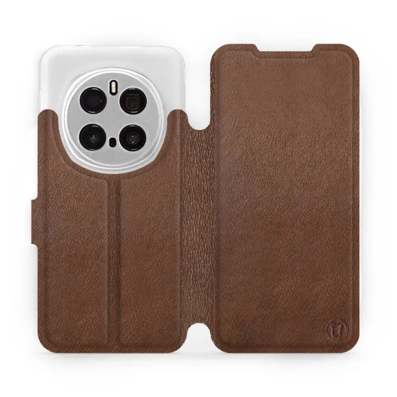 Etui ze skóry naturalnej do Huawei Honor Magic7 Pro 5G - wzór Brown Leather