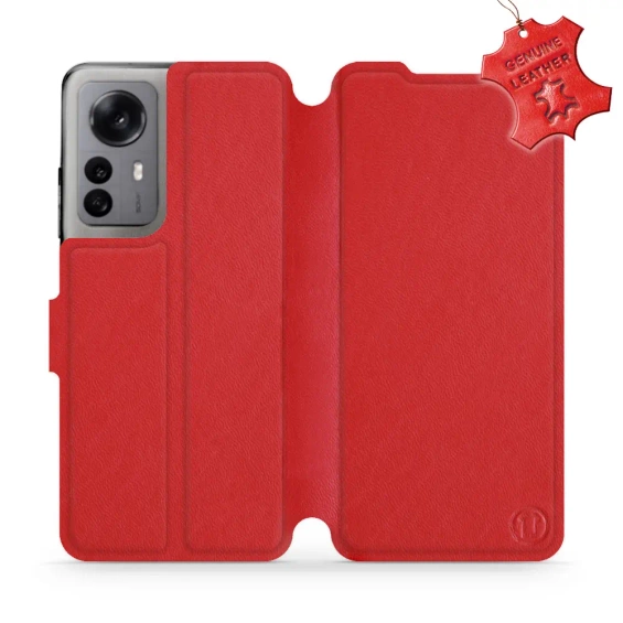 Etui ze skóry naturalnej do Xiaomi 12X - wzór Red Leather