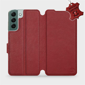 Phone Case Samsung Galaxy S22 Plus - Design Dark Red Leather
