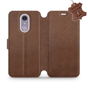 Etui ze skóry naturalnej do LG Q7 - wzór Brown Leather