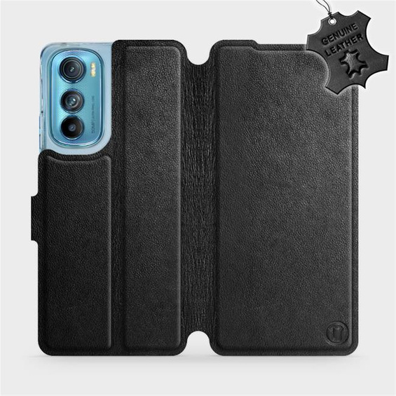 Phone Case Motorola Edge 30 5G - Design Black Leather