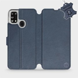 Etui ze skóry naturalnej do Samsung Galaxy M31 - wzór Blue Leather