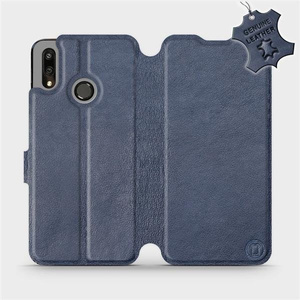 Etui ze skóry naturalnej do Huawei P Smart 2019 - wzór Blue Leather