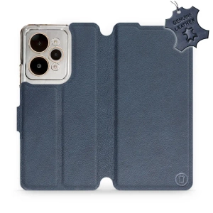 Etui ze skóry naturalnej do Realme 15 Pro 5G - wzór Blue Leather