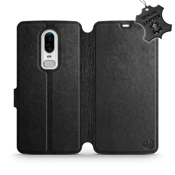 Phone Case OnePlus 6 A6000 - Design Black Leather