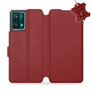 Etui ze skóry naturalnej do Realme 9 Pro - wzór Dark Red Leather