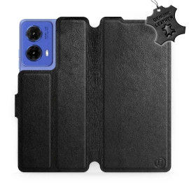 Phone Case Motorola Moto G85 5G - Design Black Leather