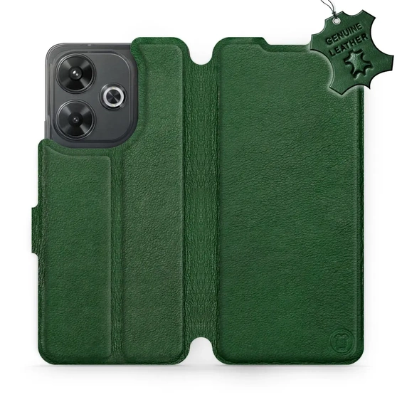 Etui ze skóry naturalnej do Xiaomi Redmi 13 - wzór Green Leather