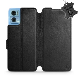 Phone Case Motorola Moto E22 - Design Black Leather