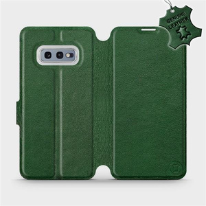 Etui ze skóry naturalnej do Samsung Galaxy S10e - wzór Green Leather