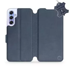 Etui ze skóry naturalnej do Samsung Galaxy A34 5G - wzór Blue Leather