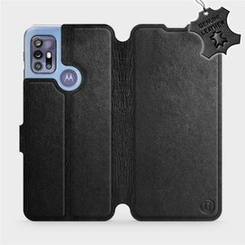 Phone Case Motorola Moto G30 - Design Black Leather