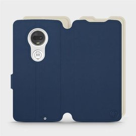 Hülle für Motorola Moto G7 Plus - Farbe Marineblau mit Platin