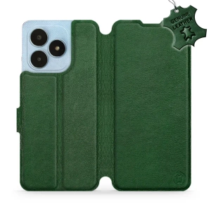 Etui ze skóry naturalnej do Realme Note 50 - wzór Green Leather