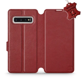 Phone Case Samsung Galaxy S10 - Design Dark Red Leather