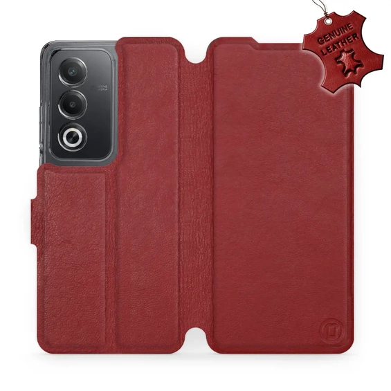 Phone Case OPPO A80 5G - Design Dark Red Leather
